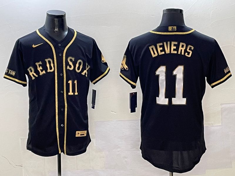 Men Boston Red Sox #11 Devers Black Gold three generations Elite 2025 Nike MLB Jersey style 2->boston red sox->MLB Jersey